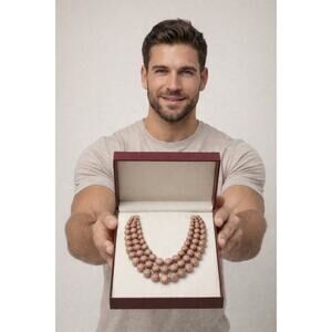 Ann Taylor LOFT 3 Strand Beaded Necklace Adjustable 17-20”